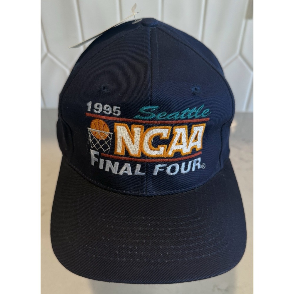 Deadstock 1995 NCAA Final Four Seattle Basketball Snapback Logo 7 Blue Hat Cap